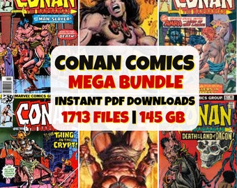 Conan der Barbar Mega Bundle, Actiongeladene digitale Comic-Sammlung, klassisches Vintage-Sammlerstück, lustiges Geschenk, epische Barbarian Adventure Saga