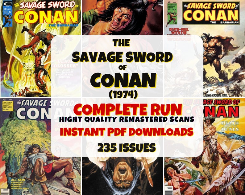 The Savage Sword of Conan Digital PDF Comics 1974 Classic Series Vintage Adventure Comics Legendary Hero E-books Collectible Comics image 1