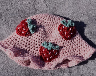 Crocheted Strawberry Hat