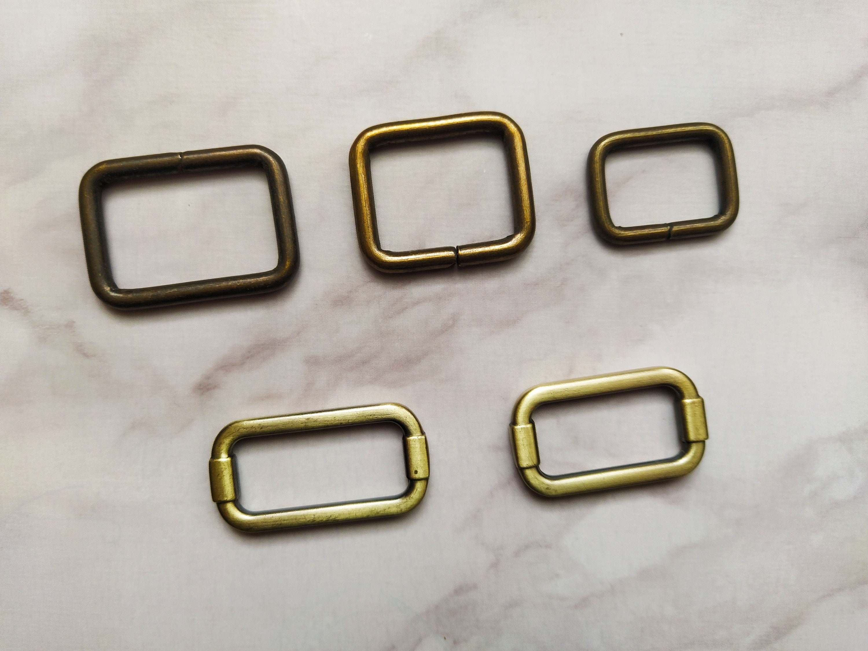 Brass Rectangular Ring Split Loop 16mm Leather Bag Strap Fastener