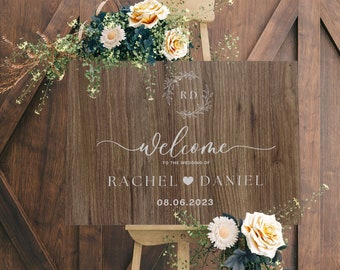 Panneau de bienvenue de mariage, plaque de bienvenue personnalisée, plaque de mariage en bois décorative de mariage rustique, plaque de bienvenue de notre mariage