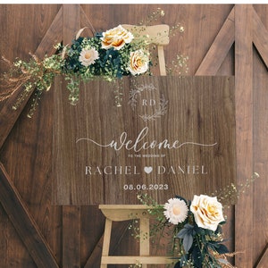 Panneau de bienvenue de mariage, plaque de bienvenue personnalisée, plaque de mariage en bois décorative de mariage rustique, plaque de bienvenue de notre mariage