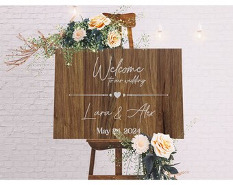 Rustic Personalized Wooden Wedding Welcome Sign - Custom Handcrafted Greeting for Your Big Day