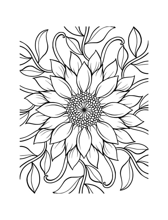 Flowers Coloring Ebook , Coloring Book for Adults, Relaxation Coloring  ,book for Teens ,relaxation Gift for Her Color Painting fun Activity 