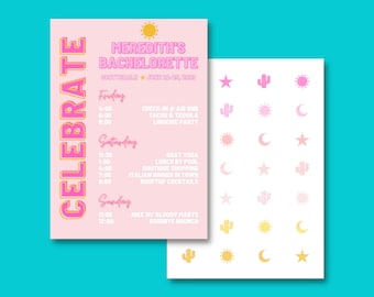 Desert Bachelorette Digital Template | Scottsdale Editable Printable Invitation & Itinerary | Celebrate Customizable Invite