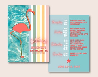 Flamingo Bachelorette Digital Template | Palm Springs Palm Beach Editable Printable Invitation & Itinerary | Final Fling Customizable Invite