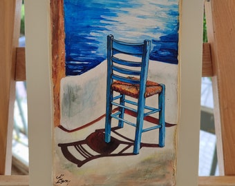 Fresco Painting/Original painting/Signed/Art/Landscape/Chair/Collectible Art/Gift/Wall Deco