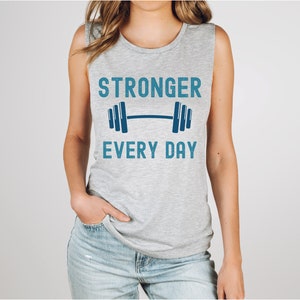 Stronger Everyday Women&#39;s Workout Tank Top,  Fitspirational Muscle Crossfit Tank, Ladies Lifting Gym Tank Top, Fitness Gift for Her