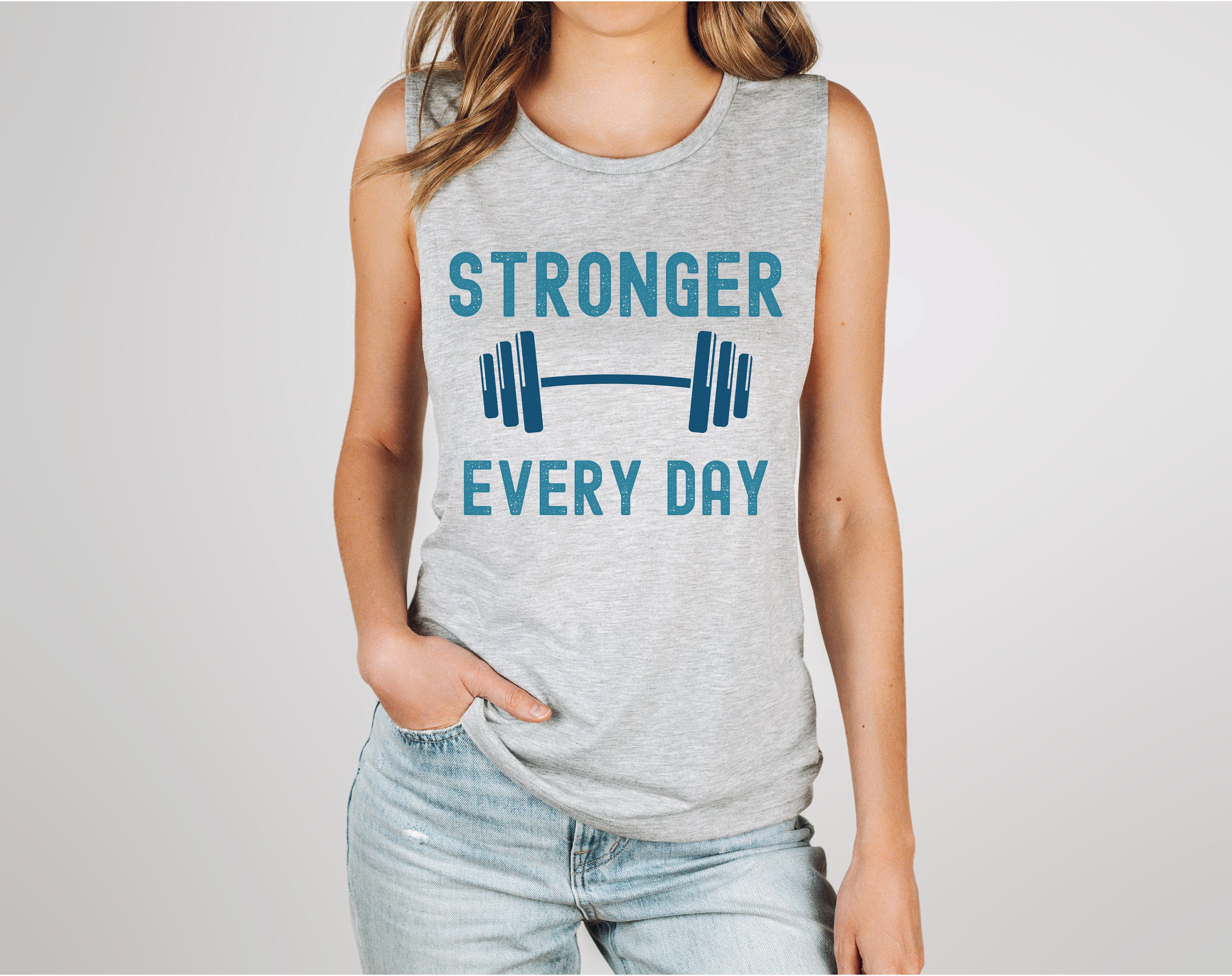 Stronger Everyday Women's Workout Tank Top,  Fitspirational Muscle Crossfit Tank, Ladies Lifting Gym Tank Top, Fitness Gift for Her