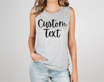 Custom Text Bella Canvas Muscle Tank, Group Bridal Party Racerback Tanks