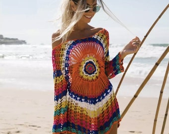 Beach Cover up - Beachwear for Women - Bikini Cover up - Beach Dress - Sheer Beach Dress - Crochet Beach dress