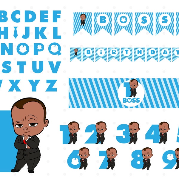 Afro Baby Boy Birthday Bundle, Afro Baby Boy Svg, Baby Personalized DIY svg Cricut, Boss Boy Baby font otf, Birthday Banner Png Svg Letters