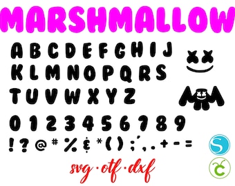 Marshmello Letters svg, Marshmello Font Svg, Baby Letters SVG, Baby Font, Kids font Svg Cricut, Birthday letters svg, Marshmello Shirt Diy