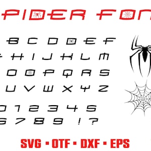 Fuente de Halloween OTF, Superhéroes SVG Letras de Halloween Cricut corte Spider Svg Superhéroe SVG letras Fuente de superhéroe Fuente de cumpleaños svg Fuente de bebé