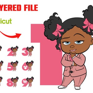 Afro Baby Boss Girl Birthday Numbers Svg Cricut Boss Baby Afro Girl Svg Birthday Numbers PNG Boss Girl Baby Personalized Shirt Svg Cricut