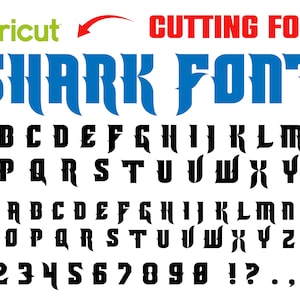 Lettres de requin SVG coupe cricut Police de requin otf Police de svg de requin Police de vecteur de requin Police de morsure de requin Chemise de requin DIY svg Lettres de bébé coupées SVG