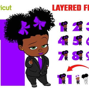Afro Baby Girl Boss Birthday Numbers SVG Layered African American Boss Baby Girl Svg Cricut Baby shirt DIY svg Numbers Png Birthday Banners