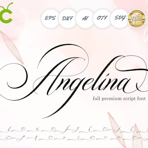 Police de mariage avec queues, fichier Wedding Svg Cricut, police de calligraphie OTF, lettres cursives Svg, police de script cursive coupant la police Svg Valentines