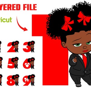 Afro Baby Girl Boss Birthday Numbers PNG SVG Layered Boss Girl Baby Svg Cricut Numbers Png Birthday Banners Svg Birthday Baby shirt DIY svg