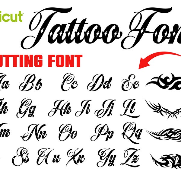 Tattoo letters SVG cut cricut Tattoo font otf Tattoo Svg Alphabet Tattoo vector font Decorative Font Baby Shirt DIY svg Cut Baby letters SVG