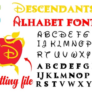 Descendentes Svg Letras Cricut Descendentes Fonte OTF Logotipo personalizado Diy svg Descendentes Letras Svg Cricut Descendentes camisa DIY svg