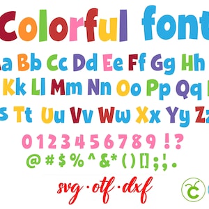 Letras coloridas svg, Fuente colorida SVG, Letras de bebé SVG, Fuente de bebé OTF, Fuente para niños Svg Cricut, Letras de cumpleaños svg Camisa de cumpleaños de bebé Diy