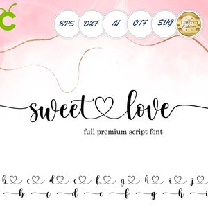 Premium Wedding Font with Tails, Calligraphy font OTF Cursive SVG Letters Wedding Svg Silhouette cutting file Love font Cursive font install
