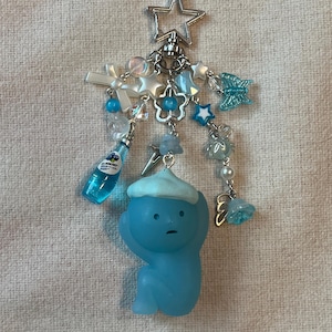 Authentic Blue Smiski Figurine Trinket Keychain