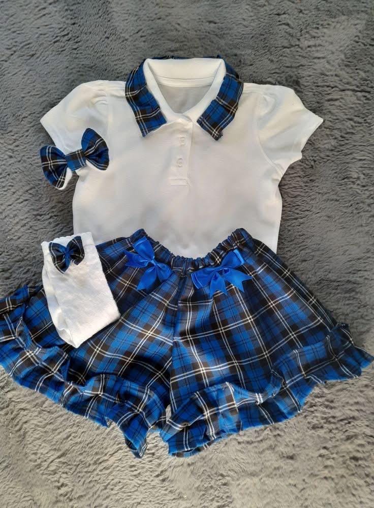 princess polly baby blue dress Banner-Pretwick Tartan Pinafore| Schoolwear Centres| Golden Embroidery main image 1