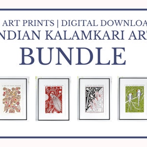 Indian art prints bundle, set of 12 printable wall art, digital download. peacock, kalamkari style, art nouveau print, indian folk art