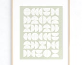 Green Bauhaus art print, abstract wall art, printable art, digital download, home decor, geometric print, mid-century modern art