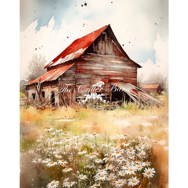 Decoupage Old Red Barn 1VF Digital Download