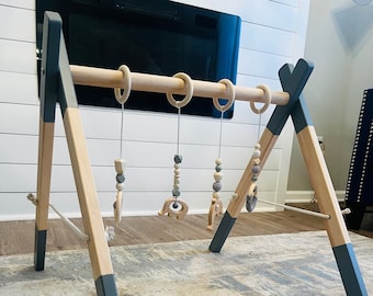 Baby gym, Grey legs, Scandinavian gym, Baby activity center, Wooden baby gym, Foldable play gym, Activity arch, Montessori toy, Baby Shower
