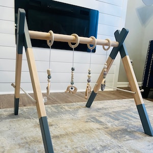 Baby gym, Grey legs, Scandinavian gym, Baby activity center, Wooden baby gym, Foldable play gym, Activity arch, Montessori toy, Baby Shower