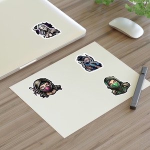 Kitana, Mileena, Sindel and Jade Mortal Kombat Custom Stickers (4 pack) Book/Laptop/Car/Decals Holographic, White or Transparent Stickers