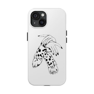 Custodia per telefono resistente con stampa a zampa di leopardo, cover per iPhone resistente con stampa animale, design unico disegnato a mano, custodia protettiva per cellulare con fauna selvatica, elegante