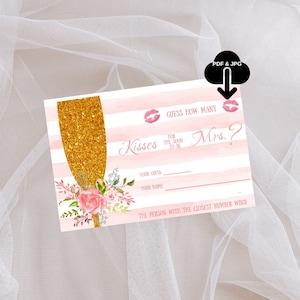 Bridal Game Kisses For Soon To Be Misses Game Card Pink Gold