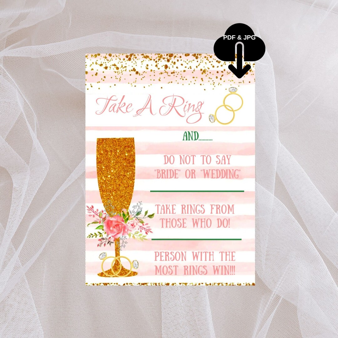 Take A Ring Game Bridal Shower Game Wedding Ring Game Bride to Be