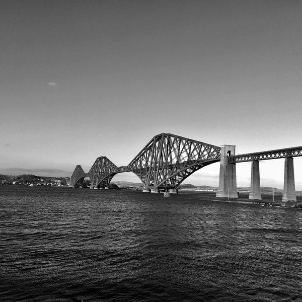Black & White Forth Bridge, Queensferry, Scotland Digital Print