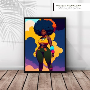 Digital Download |Black Woman Illustration |African American Women Art |Black art |Black Cartoon Style | Art Poster |Afro Art