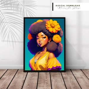 Digital Download |Cartoon Style/Black Anime |Wall Art |Anime Poster |Animation | Illustration | Digital Download | Afro Art | Print Poster
