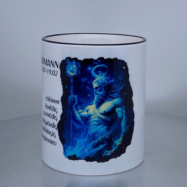 Sternzeichen Wassermann Aquarius Tasse personalisierbar