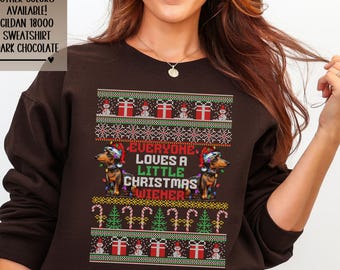 Christmas Dachshund Lover Sweatshirt, Ugly Sweater Wiener Dog Crewneck, Funny Sausage Dog Pullover, Dog Mom Gift, Wiener Dog Party Shirt