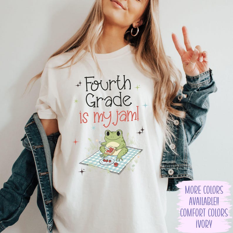 Frog Fourth Grade Cottagecore Comfort Colors® Tee, Nature Teacher Gift