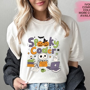 Spooky Coder Halloween Comfort Colors T-Shirt, Certified Physician Coder Top, Skeleton CPC Tee, Medical Coder Gift, CPC-A Coding Shirt