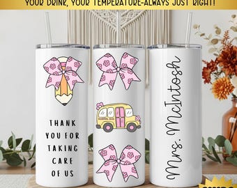 Personalized School Bus Driver Tumbler, 20oz Stainless Steel Cup, Custom Thank You Gift, Bus Driver Appreciation, Birthday Gift Idea