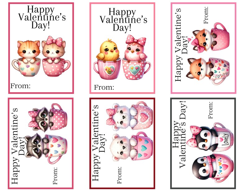 Valentines Cards, Printable Valentines, Digital Download, Valentines ...