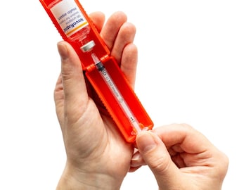 1ml U-100 disposable syringe T1me Insulin Filling Support for Diabetes, BD Micro-Fine and similar, Bottle Protector Case, Vial Holder, Red