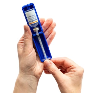 Jeringa desechable U-100 de 0,5 ml, soporte para llenado de insulina T1me para diabetes, BD Micro-Fine y similares, estuche protector para frascos, soporte para viales azul