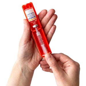 Omnipod T1me Vial Syringe Insulin Filling Support, Insulin transfer device for diabetes, Bottle Protector Case, Vial Holder, Red